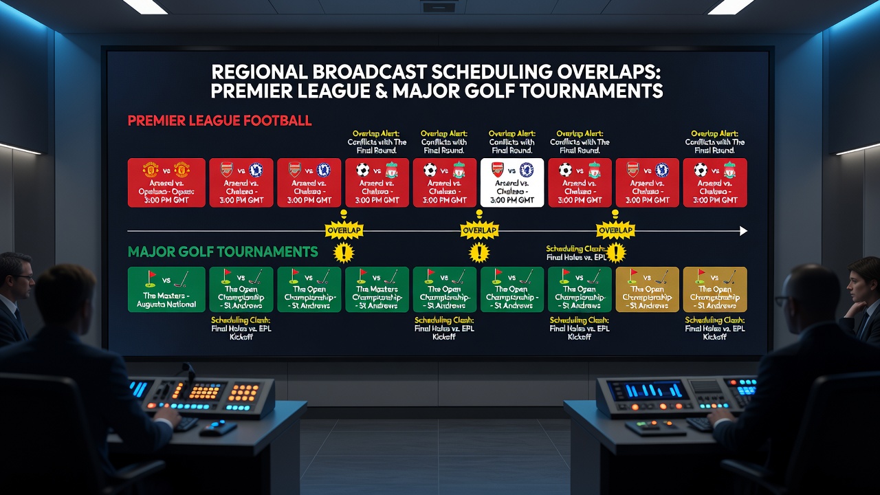 UK television viewers switching between Premier League, golf, and MMA broadcasts during schedule overlaps